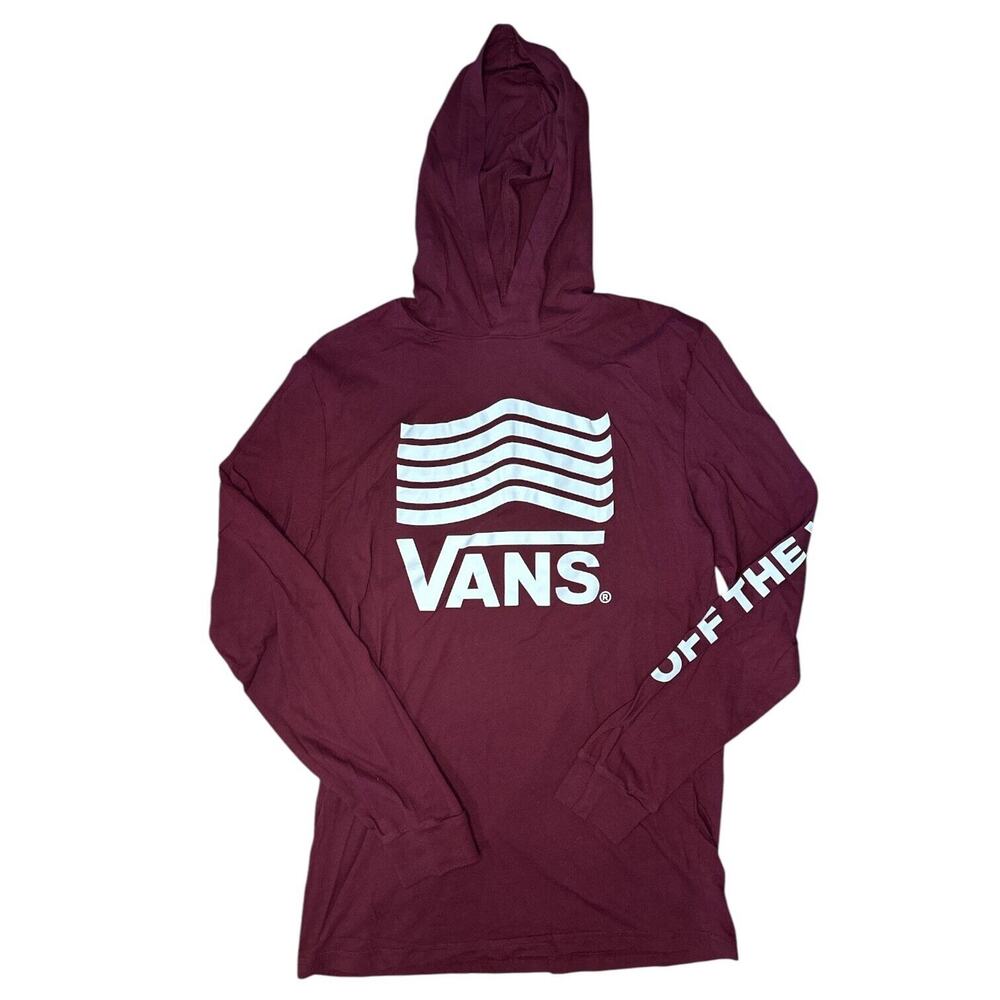 Vans Medium Mens Shirt Long Sleeve T-shirt Hoodie Off The Wall Burgundy‎